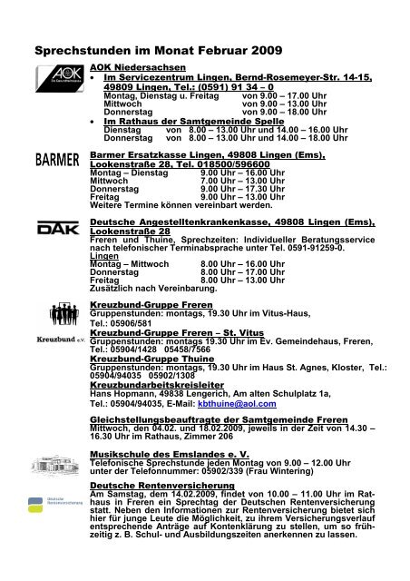 MB Febr 09 - Rat und Verwaltung - Samtgemeinde Freren