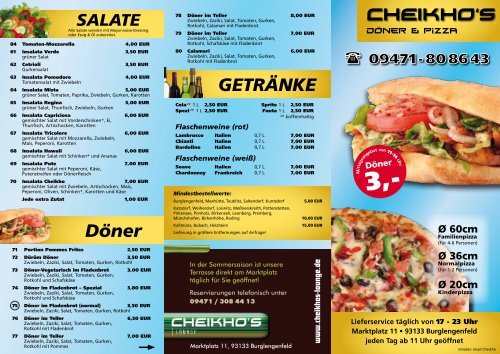 Flyer Herzlich Willkommen Bei Cheikhos Doner Pizza