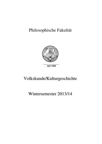 Wintersemester 2013/14 - Bereich Volkskunde / Kulturgeschichte