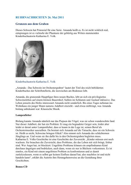 Ruhrnachrichten: Grunzen aus dem Graben - Katharina E. Volk