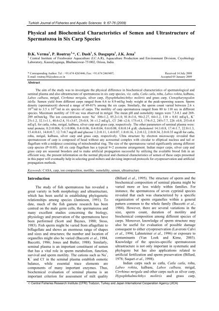 Physical and Biochemical Characteristics of Semen and ...