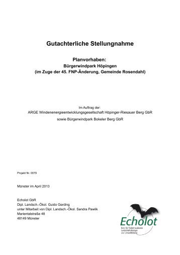 Gutachterliche Stellungnahme - in der Gemeinde Rosendahl