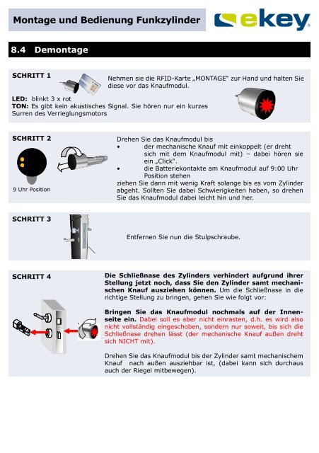 Montage und Bedienung Funkzylinder Funkzylinder U&Z - ekey