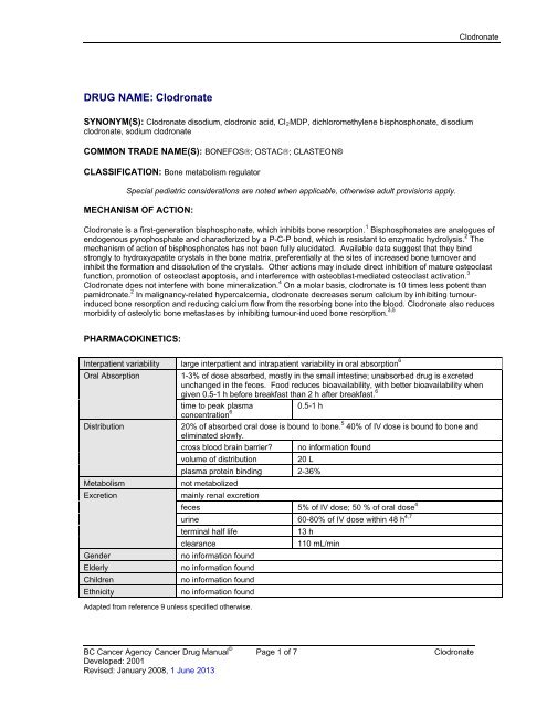 Clodronate - BC Cancer Agency
