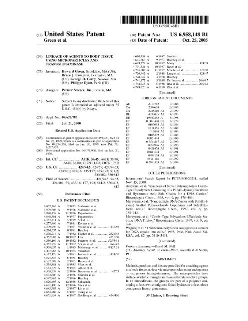 (12) United States Patent - Formulation Patents in Consumer Products