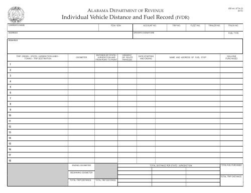 Individual Vehicle Distance and Fuel Record - Alabama Department ...