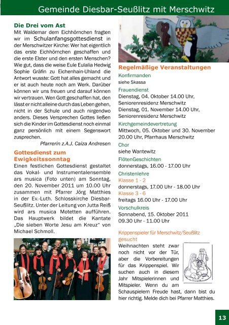 Gemeindebrief Oktober und November 2011 - Kirchspiel ...