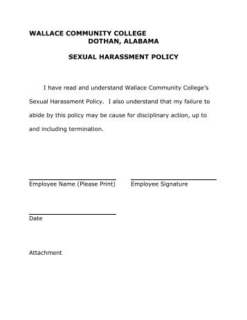 Sexual Harassment Acknowledgement and Policy - Wallace ...