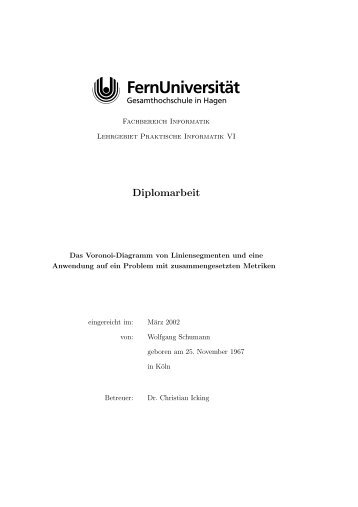 Das Voronoi-Diagramm von Liniensegmenten und eine Anwendung ...