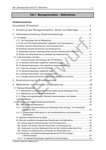 Teil I: Managementplan – Maßnahmenteil - Landkreis Starnberg