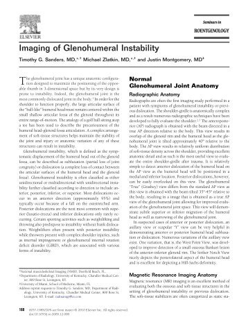 Imaging of Glenohumeral Instability - NationalRad