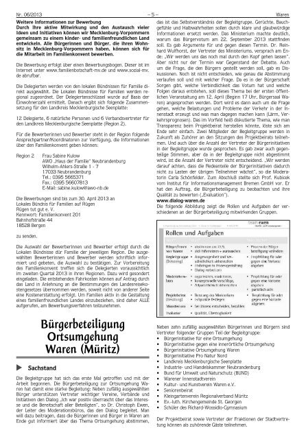 Amtliches Mitteilungsblatt der Stadt Waren (Müritz) mit Ortsteilen