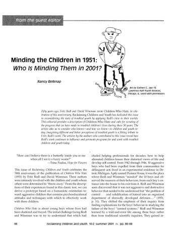 Who is Minding Them in 2001? - Reclaiming Children and Youth