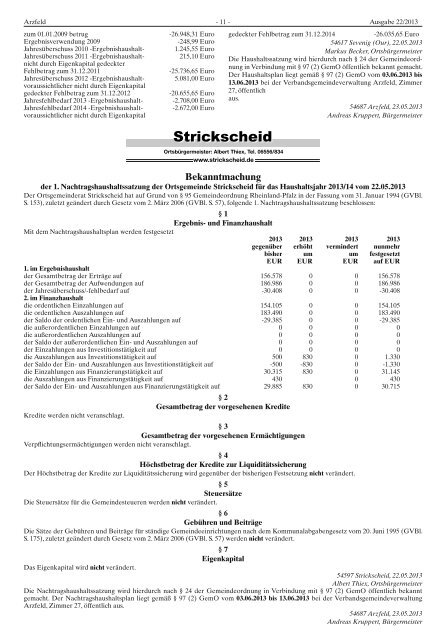 Ausgabe 22 - Verbandsgemeinde Arzfeld