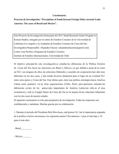 Investigación “Percepciones de la Política Exterior de Corea del Sur ...