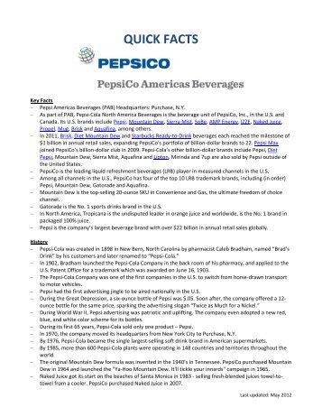 Pepsi Americas Beverages (PAB) Quick Facts - PepsiCo