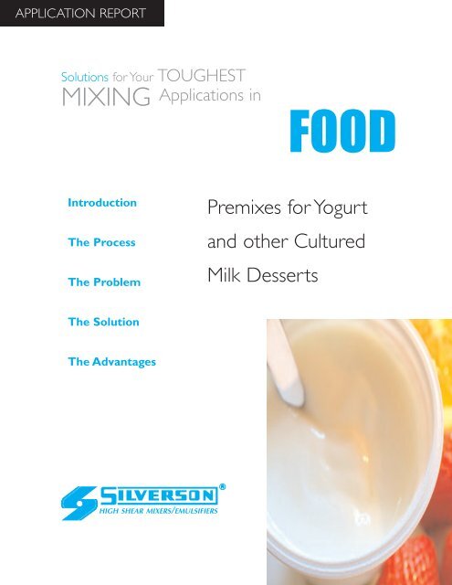 Premixes for Yogurt and Other Cultured Milk Products - Silverson ...