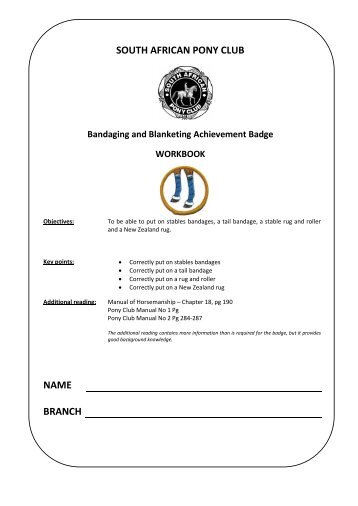 Bandaging & Rugs workbook - KZN Pony Club