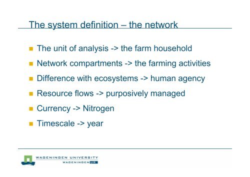 Network analysis to analyse complex agroecosystems