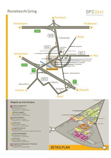 Routebeschrijving OPZ Geel met detailplan (Pdf, nieuw venster)