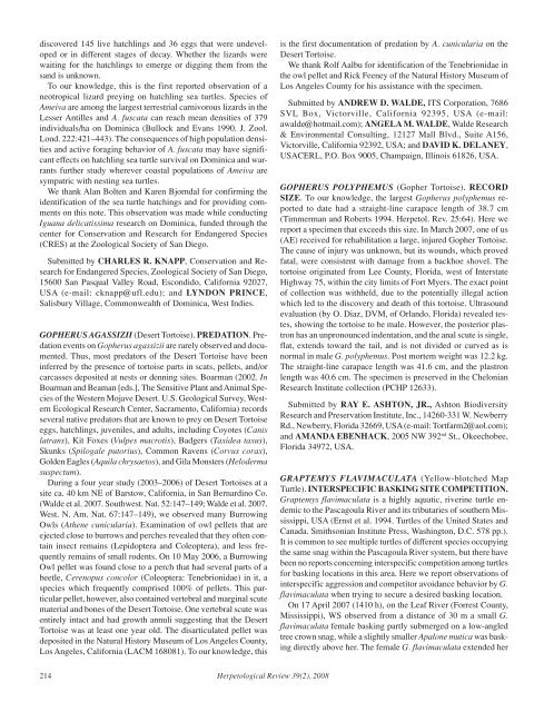 Herpetological Review Herpetological Review - Doczine