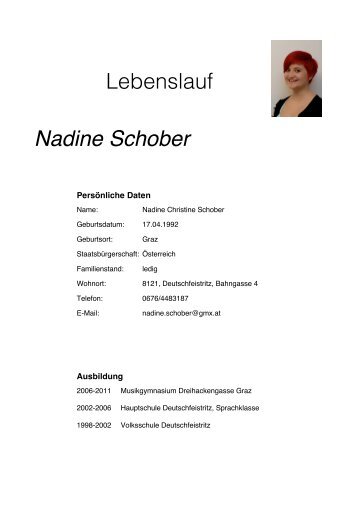 Lebenslauf Nadine Schober