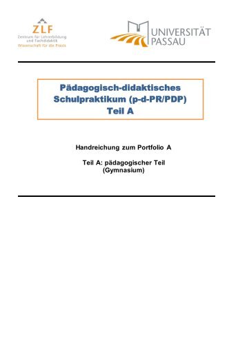 Handakte Teil A für das p-d-PR - ZLF Zentrum für Lehrerbildung und ...