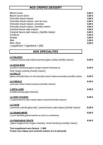 Menus crêpes et desserts en pdf - Restaurant Vents d'Ouest Saint ...