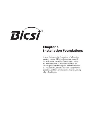 Chapter 1 Installation Foundations - Bicsi