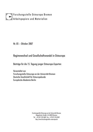 Regimewechsel und Gesellschaftswandel in Osteuropa