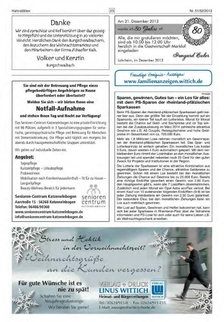 Mitteilungsblatt Nr. 51 vom 19.12.2013 - VG Hahnstätten