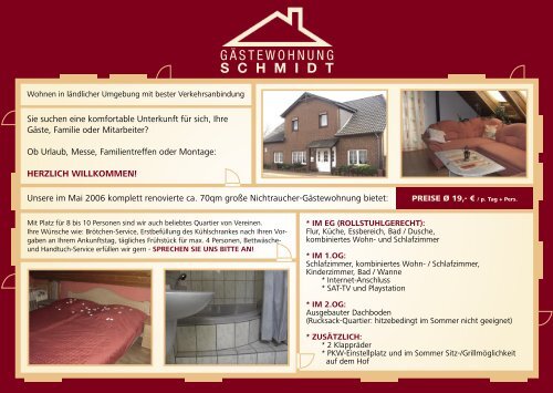 Unser Flyer (bitte hier klicken) - Gästewohnung in Uetze