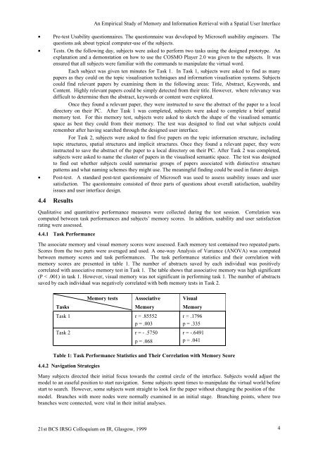 An Empirical Study of Memory and Information Retrieval with ... - BCS