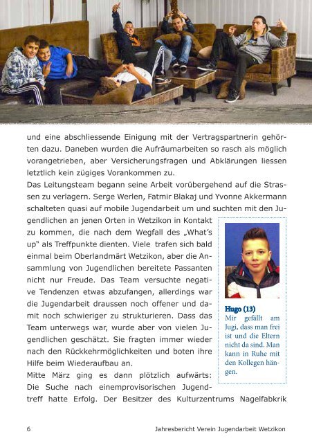 Jahresbericht 2012 - Verein Jugendarbeit Wetzikon