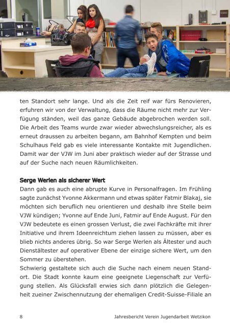 Jahresbericht 2012 - Verein Jugendarbeit Wetzikon