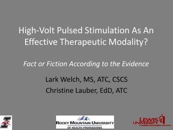 High-Volt Pulsed Stimulation As An Effective Therapeutic Modality?