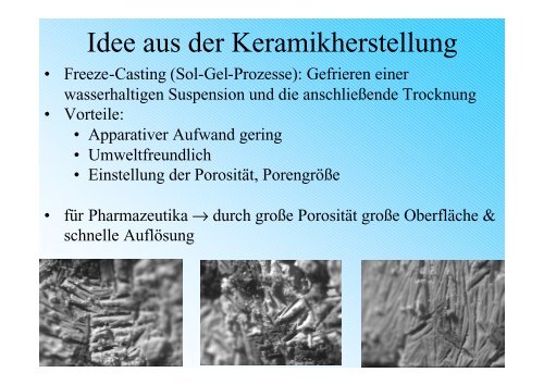 Präsentation des Projektes Freeze-Casting – Kaltes Verpressen ...