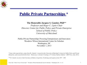 Public Private Partnerships * - Woodrow Wilson International Center ...