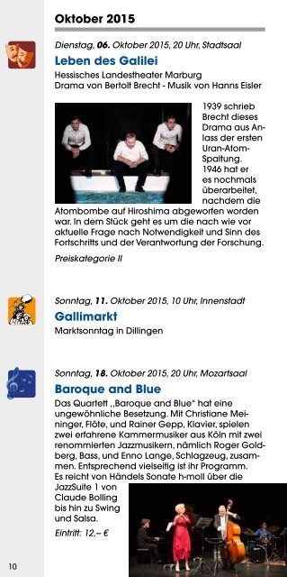 Kultur- und Eventkalender 2015/16