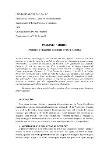 IMAGINES AMORIS: O Discurso Imagético na Elegia Erótica ... - USP