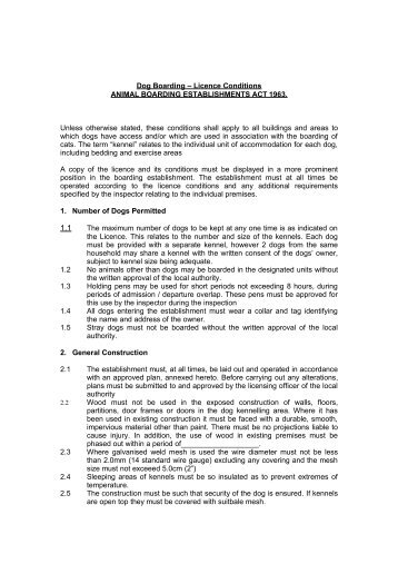 Licence conditions dog boarding - Trafford Council