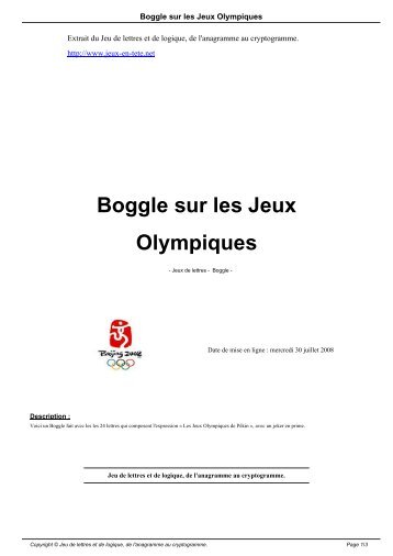 Boggle sur les Jeux Olympiques