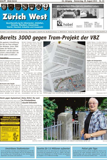 Bereits 3000 gegen Tram-Projekt der VBZ - Lokalinfo AG