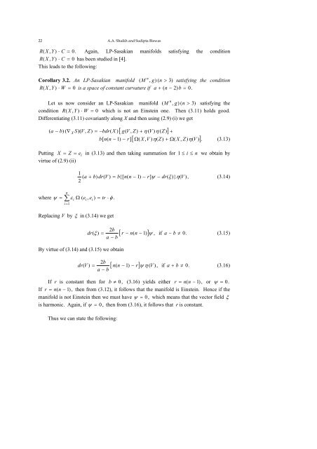 On LP-Sasakian Manifolds - Mathematical Sciences