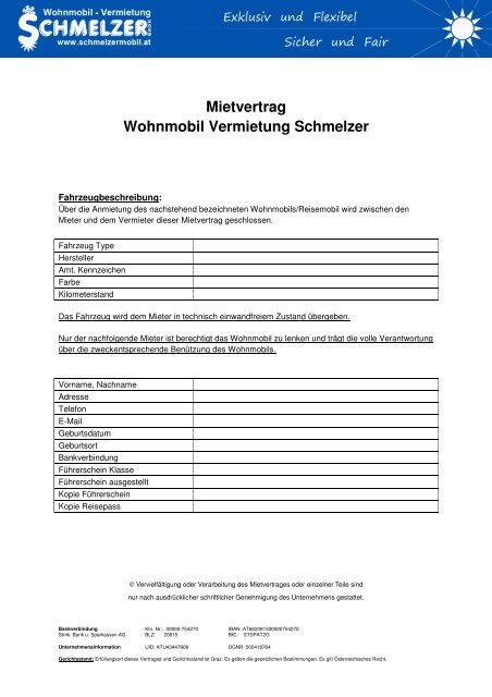 Mietvertrag_Stand 05/2013 - Wohnmobil Vermietung Schmelzer
