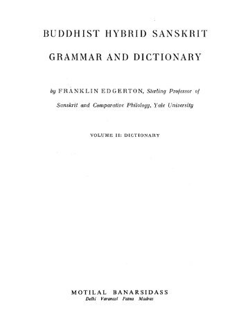 BUDDHIST HYBRID SANSKRIT GRAMMAR AND DICTIONARY