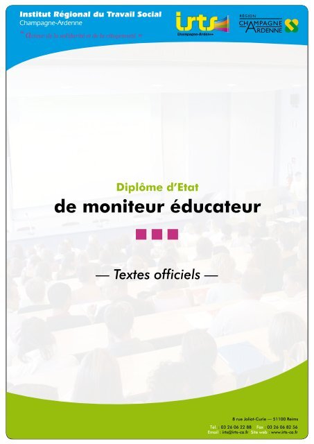 Textes officiels — Diplôme d'Etat de moniteur éducateur - IRTS
