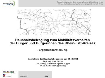 Ergebnisdarstellung der Haushaltsbefragung im Rhein-Erft-Kreis