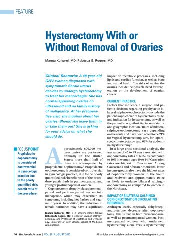 Hysterectomy With or Without Removal of Ovaries - Skin & Allergy ...