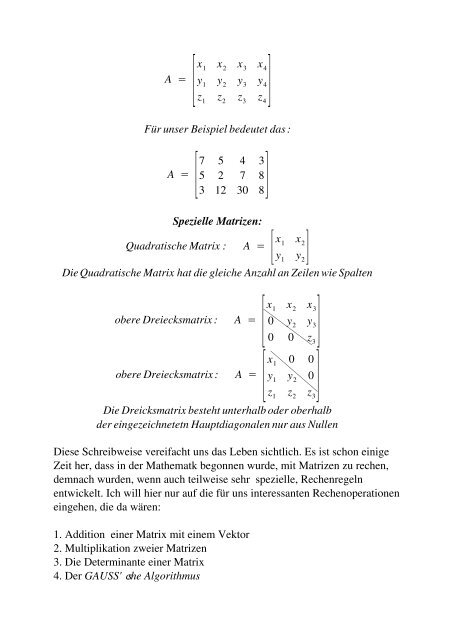 Mathematische Grundlagen zur 3D Berechnung - Mensch und ...